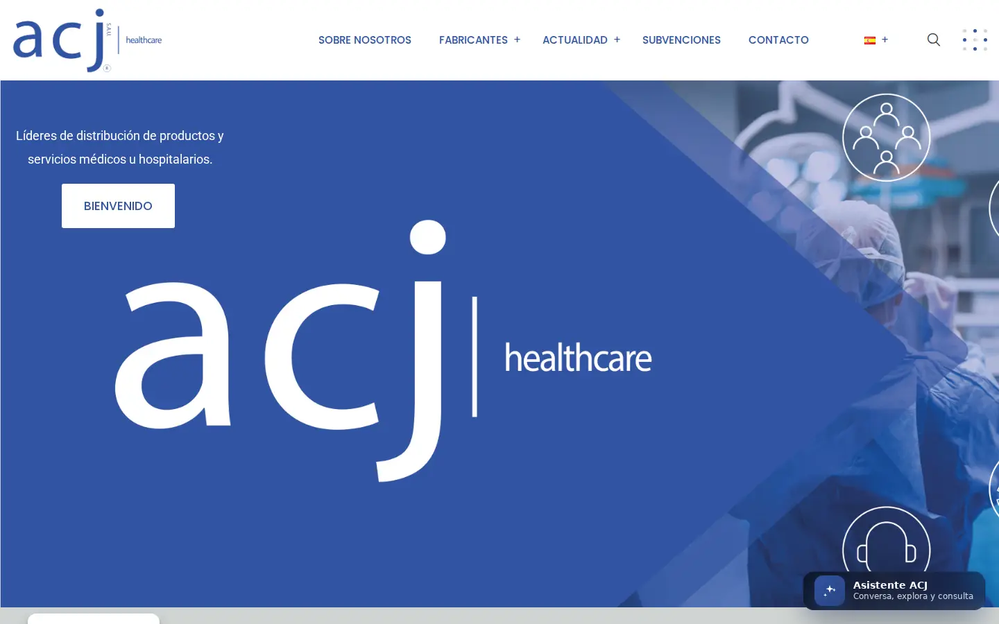 ACJ Healthcare, con el asistente de iabot en la esquina inferior derecha